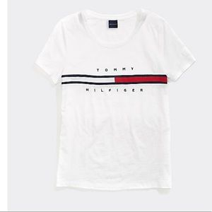 Tommy Hilfiger white cotton tee stripe signature